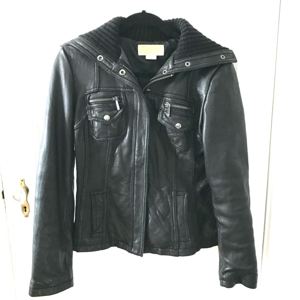 MICHAEL KORS Leather Moto Jacket Size Medium Excellent cond. butter soft leather